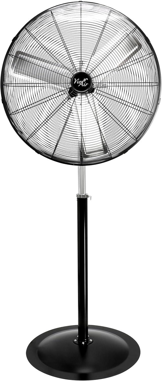 30 Inch Black Steel Industrial Oscillating Floor Fan