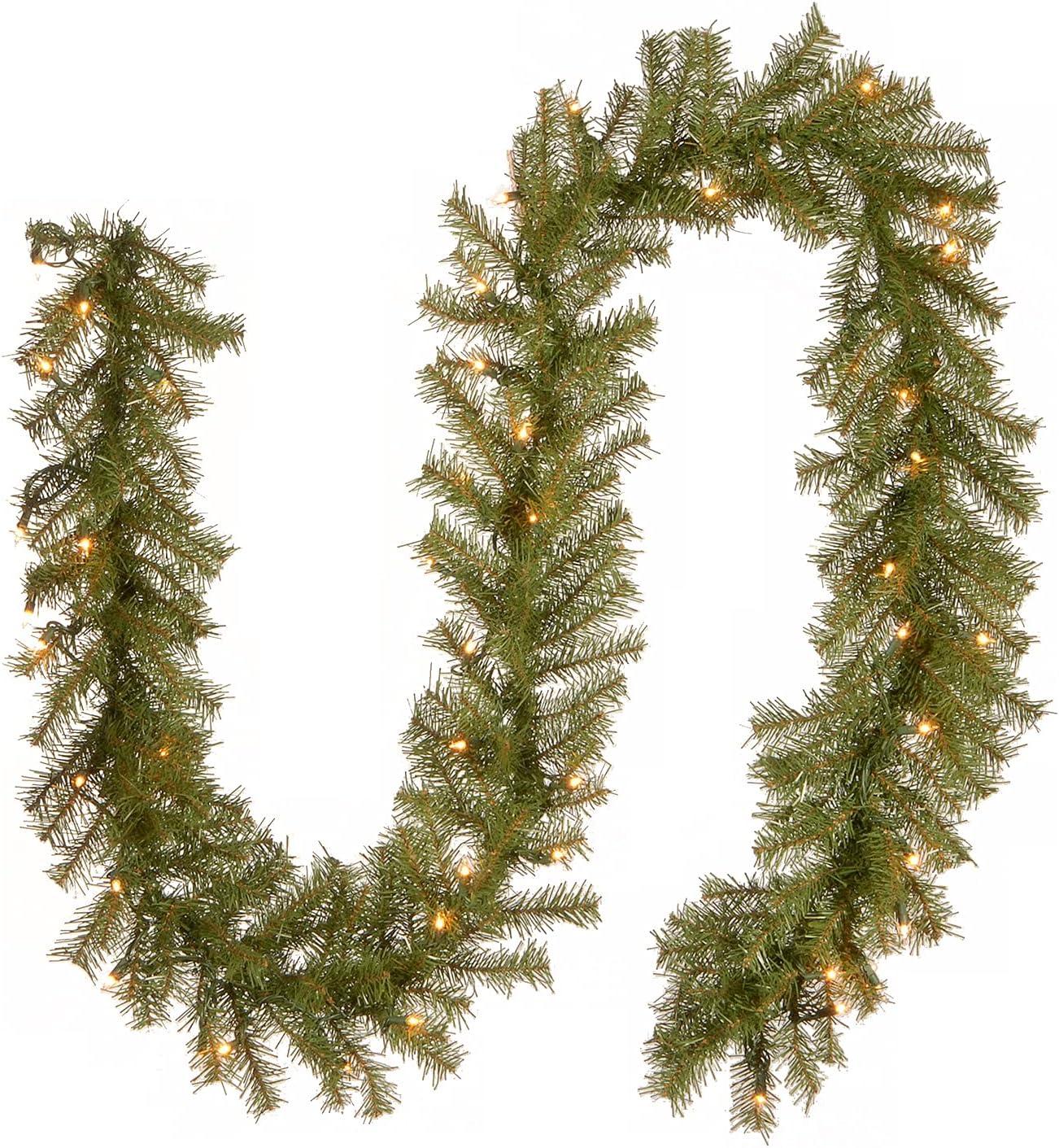 9-Foot Pre-Lit Green Norwood Fir Christmas Garland with White Lights