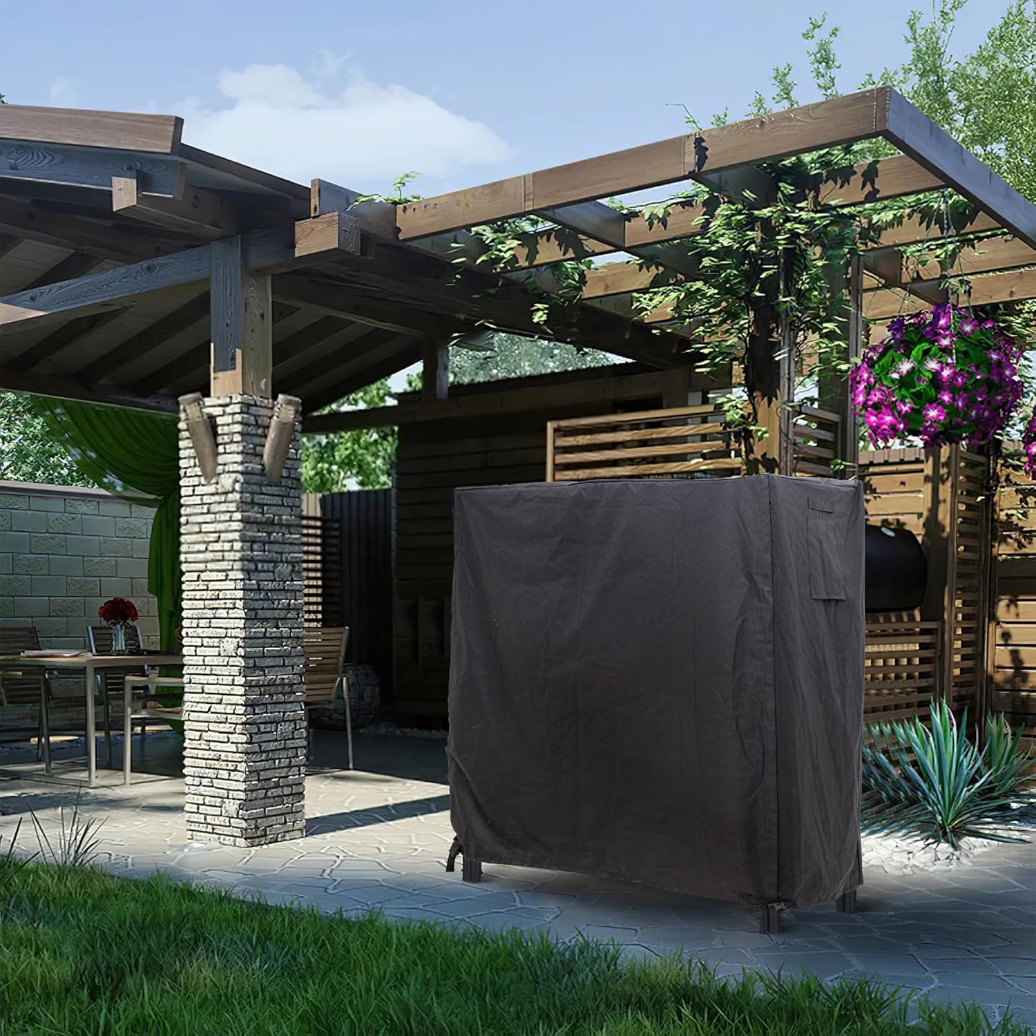 Himal 8ft Waterproof Firewood Cover, Heavy Duty 600D Oxford Outdoor Storage Wood Rack Cover with Buckle (Log Rack not Included)