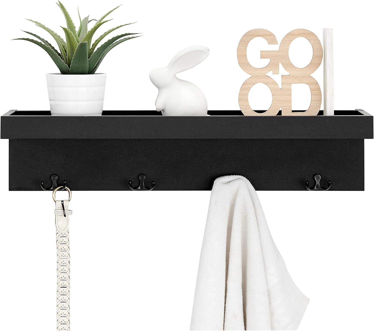 25.6" x 5.75" Wall Mounted Entryway Coat Rack with Decorative Ledge Shelf and Hooks - Danya B.