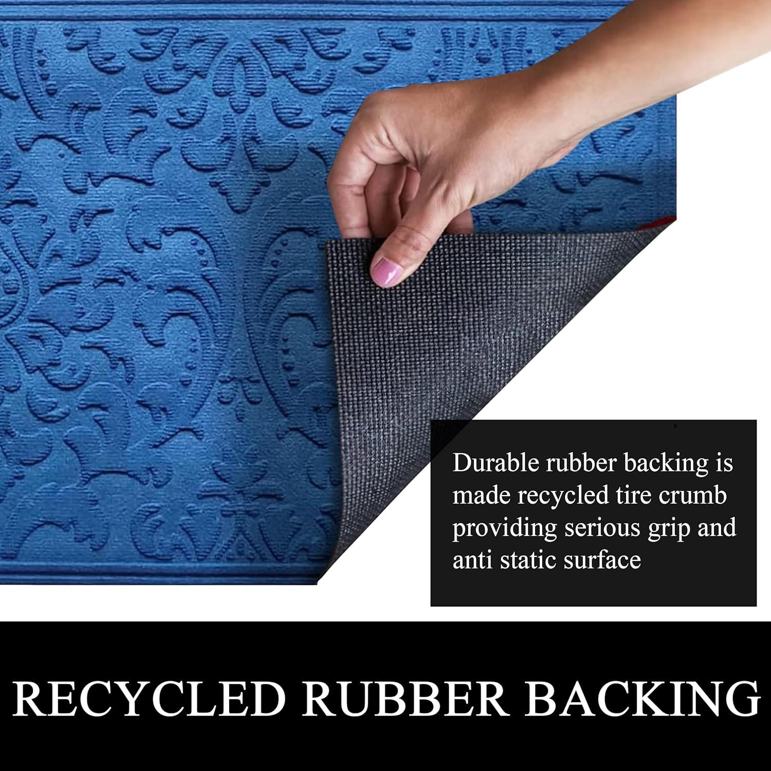 A1HC Indoor Outdoor Mat, Front and Back Entrance Welcome Mats, Large Front Door Patio Mats 24x36 Inches, Non-Slip Easy Clean Entrance Washable Large Size Doormats, Blue