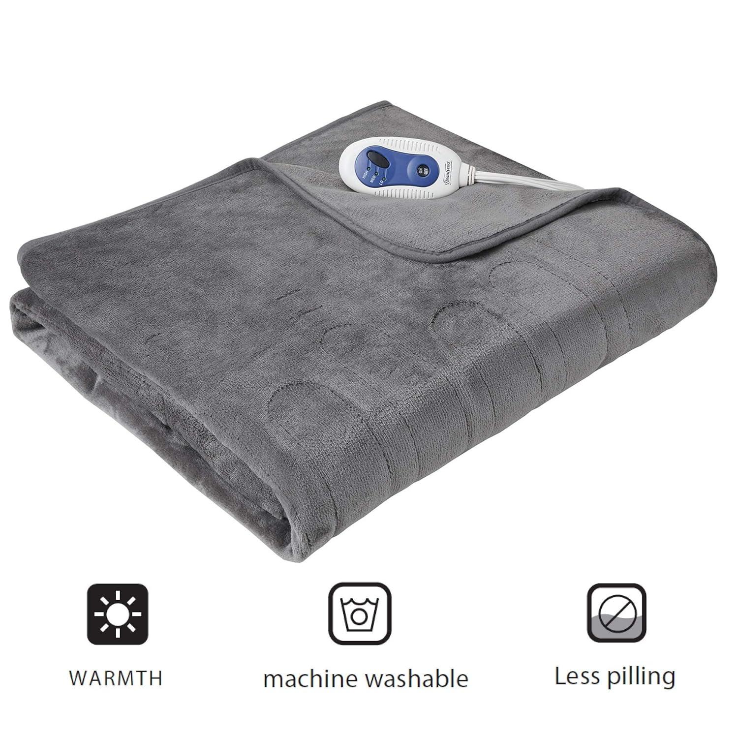 Beautyrest Throw Electric Heated Microlight Plush with Foot Pocket Throw 50x62 Gray