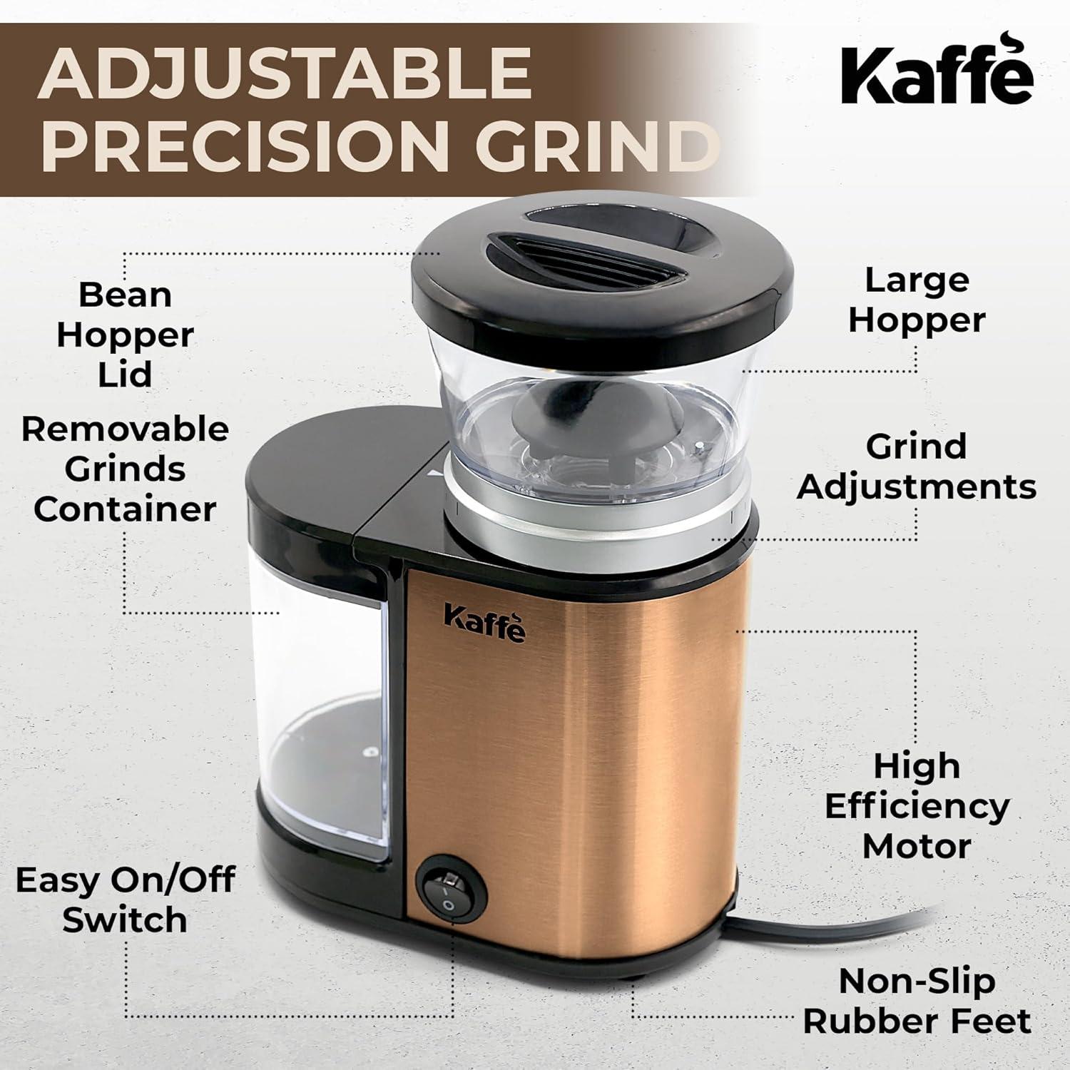 Copper Stainless Steel Electric Burr Coffee Grinder with Adjustable Settings