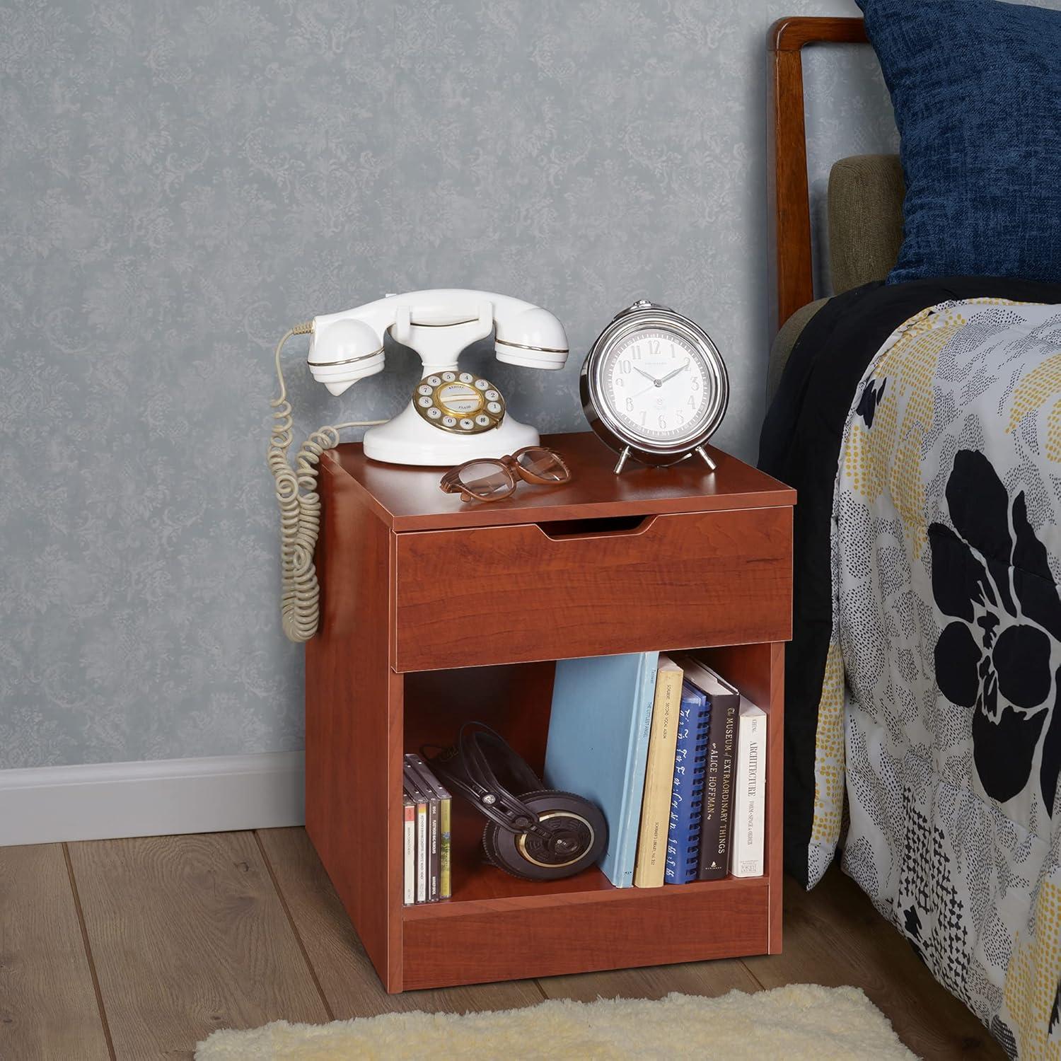 Niche Mod Single Drawer Night Stand- Cherry