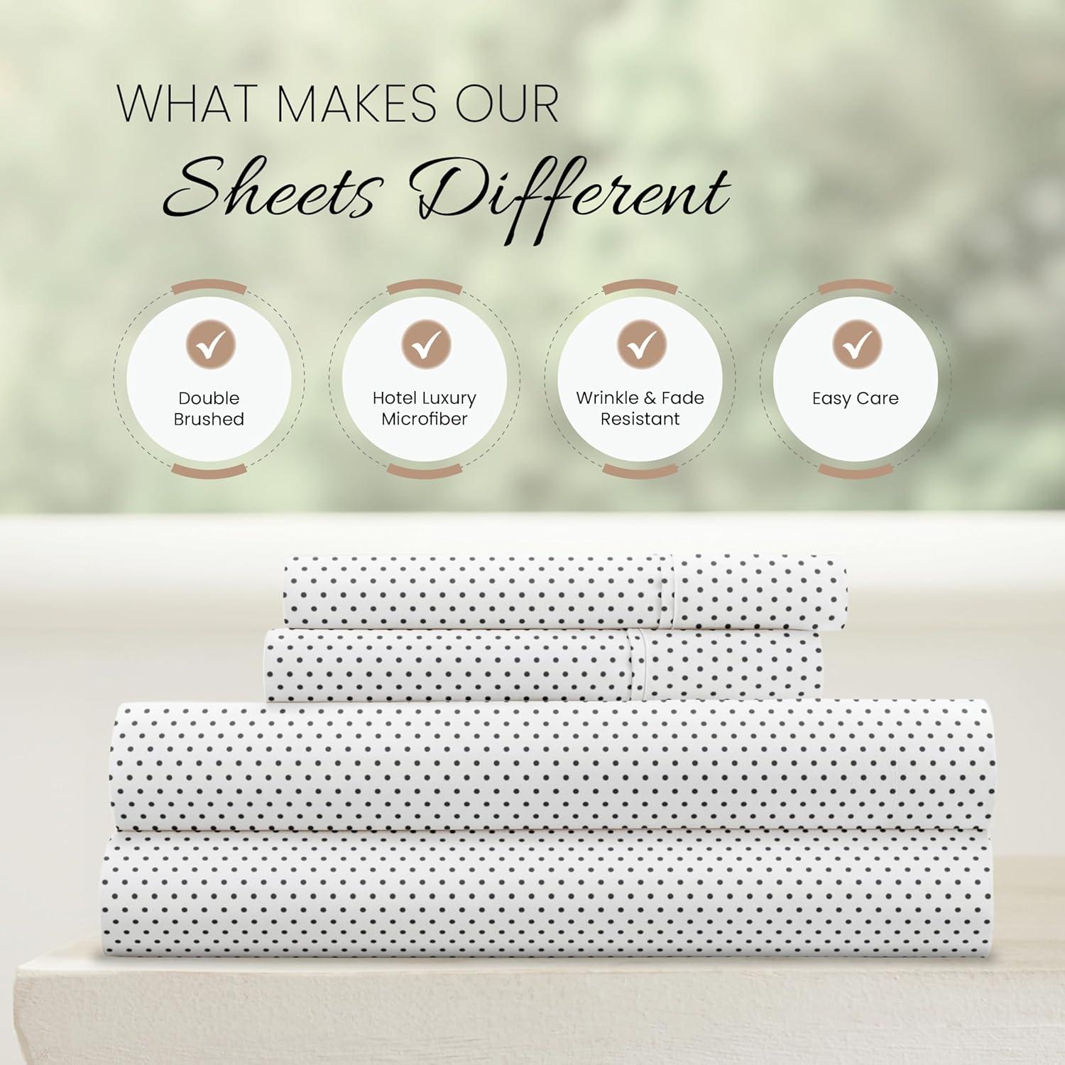 Linen Market Double-Brushed Patterned Microfiber Queen Sheet Set 4 Piece – Oeko-TEX Certified Ultra Soft & Wrinkle-Free - 16" Deep Pocket Sheets - Easy Care Queen Size - Stippled Gray