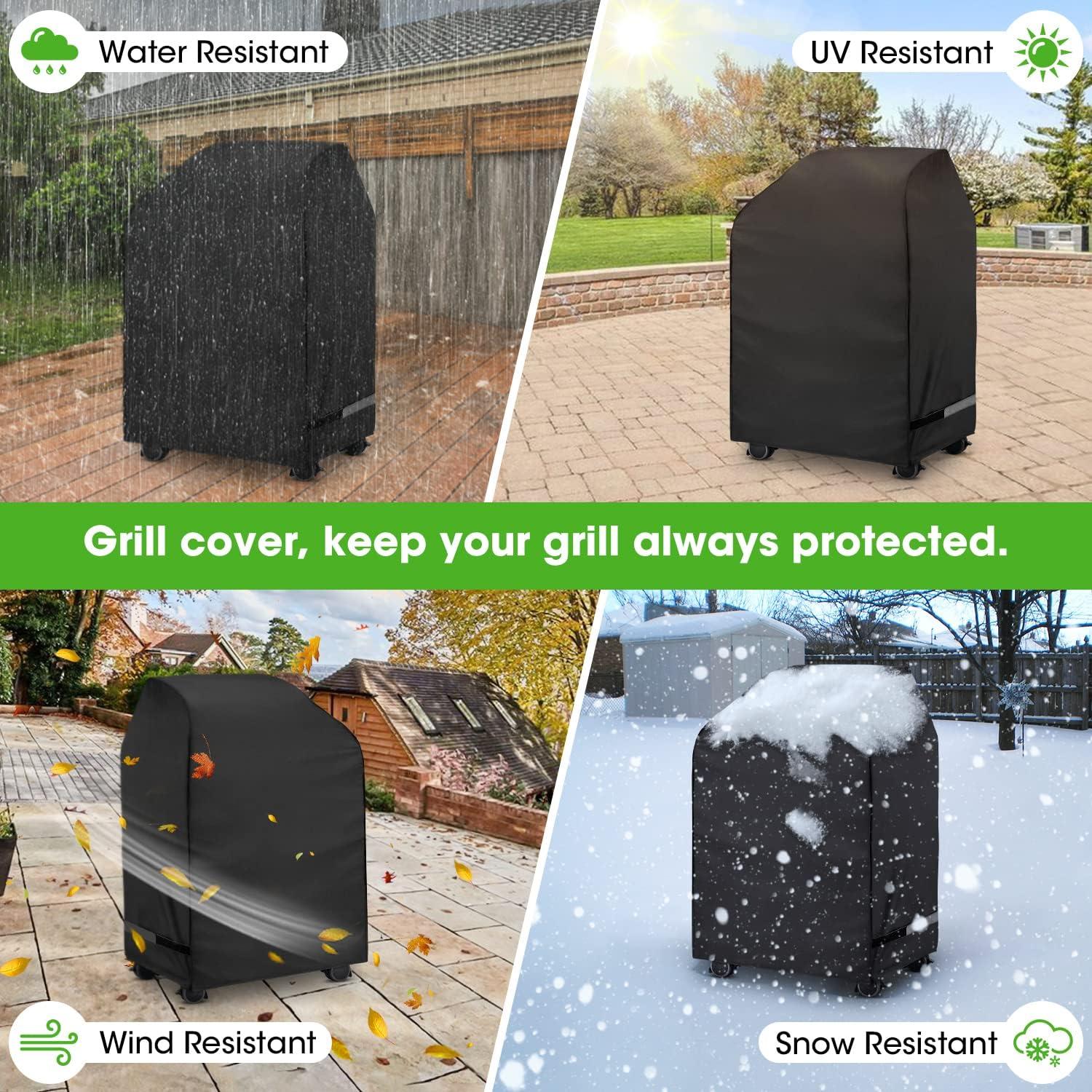 Unicook Small Grill Cover Waterproof, 2 Burner Grill Cover 32 Inch, Fits Weber Char-Broil Nexgrill and More Grills with Collapsed Side Tables