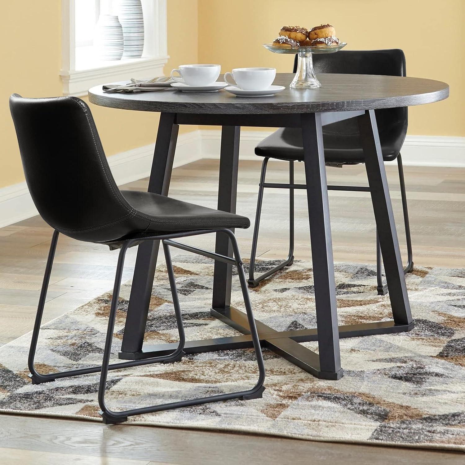 GIKPAL Barstools 26'' PU Leather Counter Height Bar Stools Set of 4 with Back Modern Armless Chairs with Footrest and Metal Legs for Kitchen Living Room Pub, Black