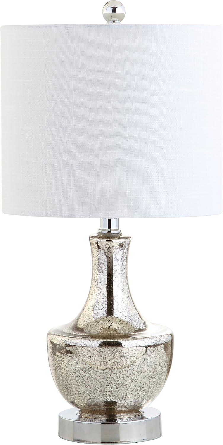 Silver Glass Teardrop Table Lamp with Linen Shade