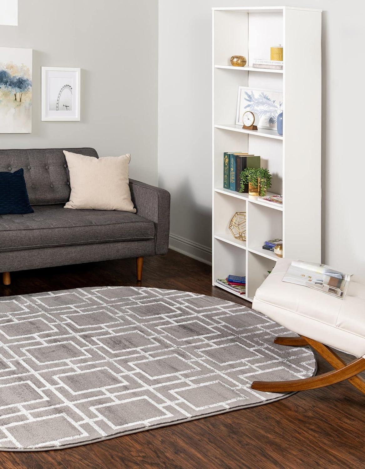 Glam Geometric Gray Silver Area Rug