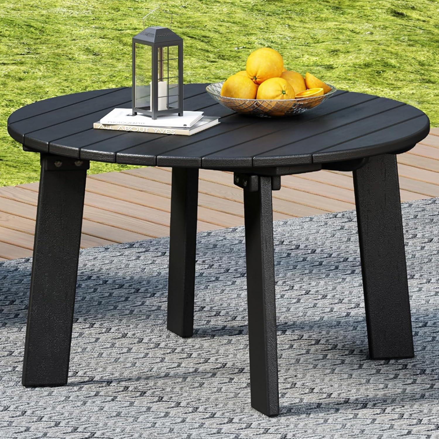 White Round Plastic Outdoor Adirondack Side Table