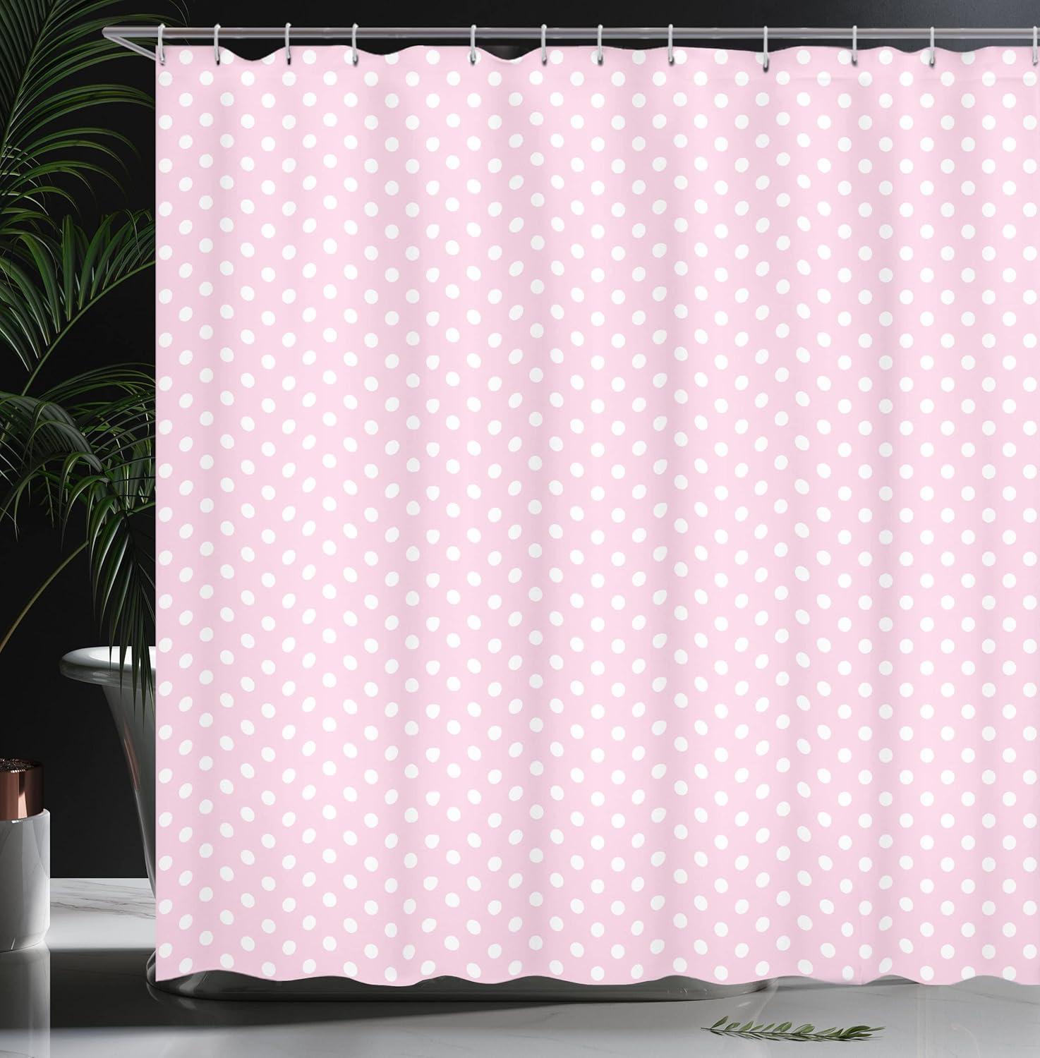 Polka Dots Shower Curtain with Hooks Included