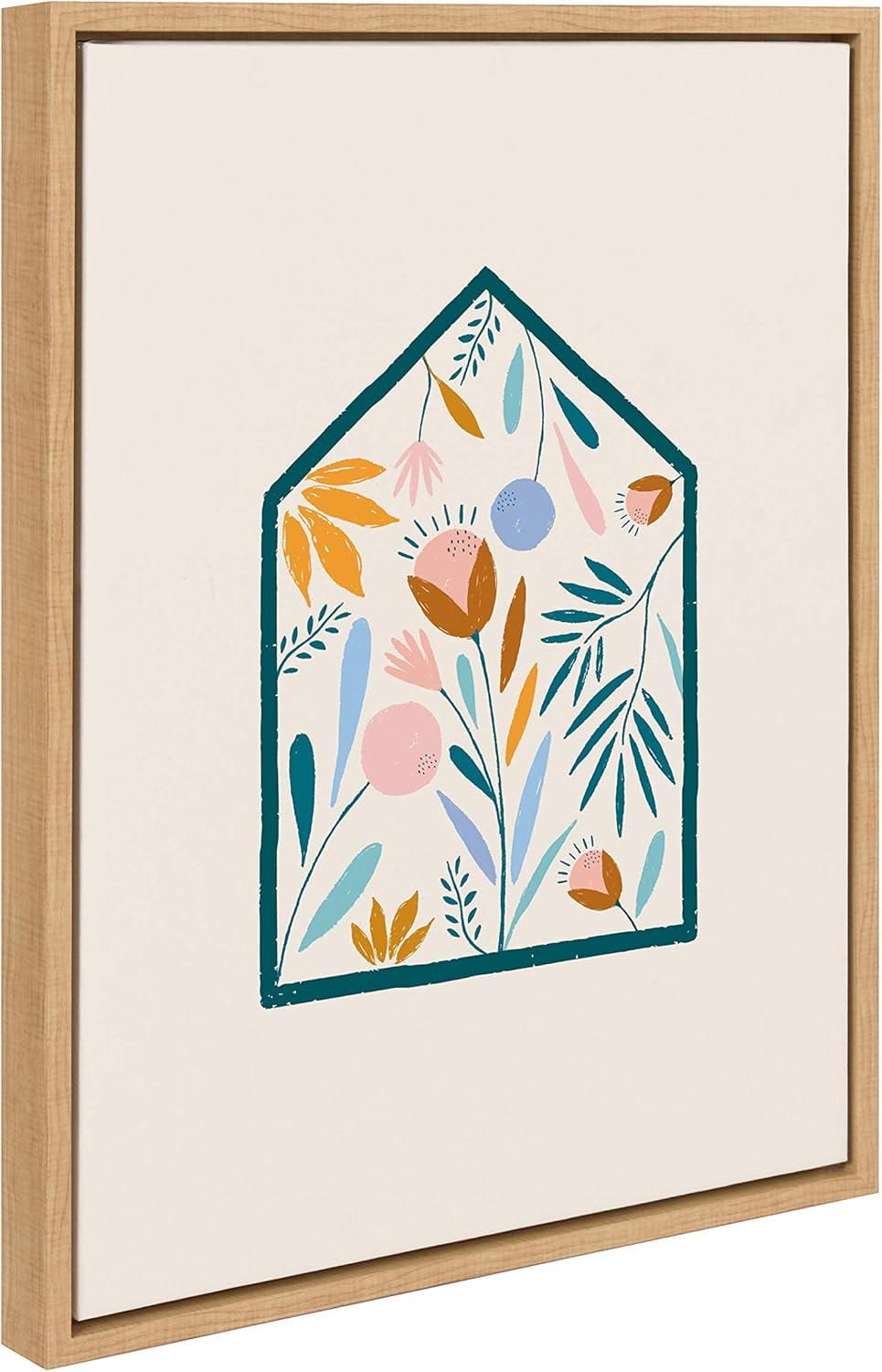 Kate and Laurel Sylvie Flower House Framed Canvas by Duchess Plum, 18x24, Natural