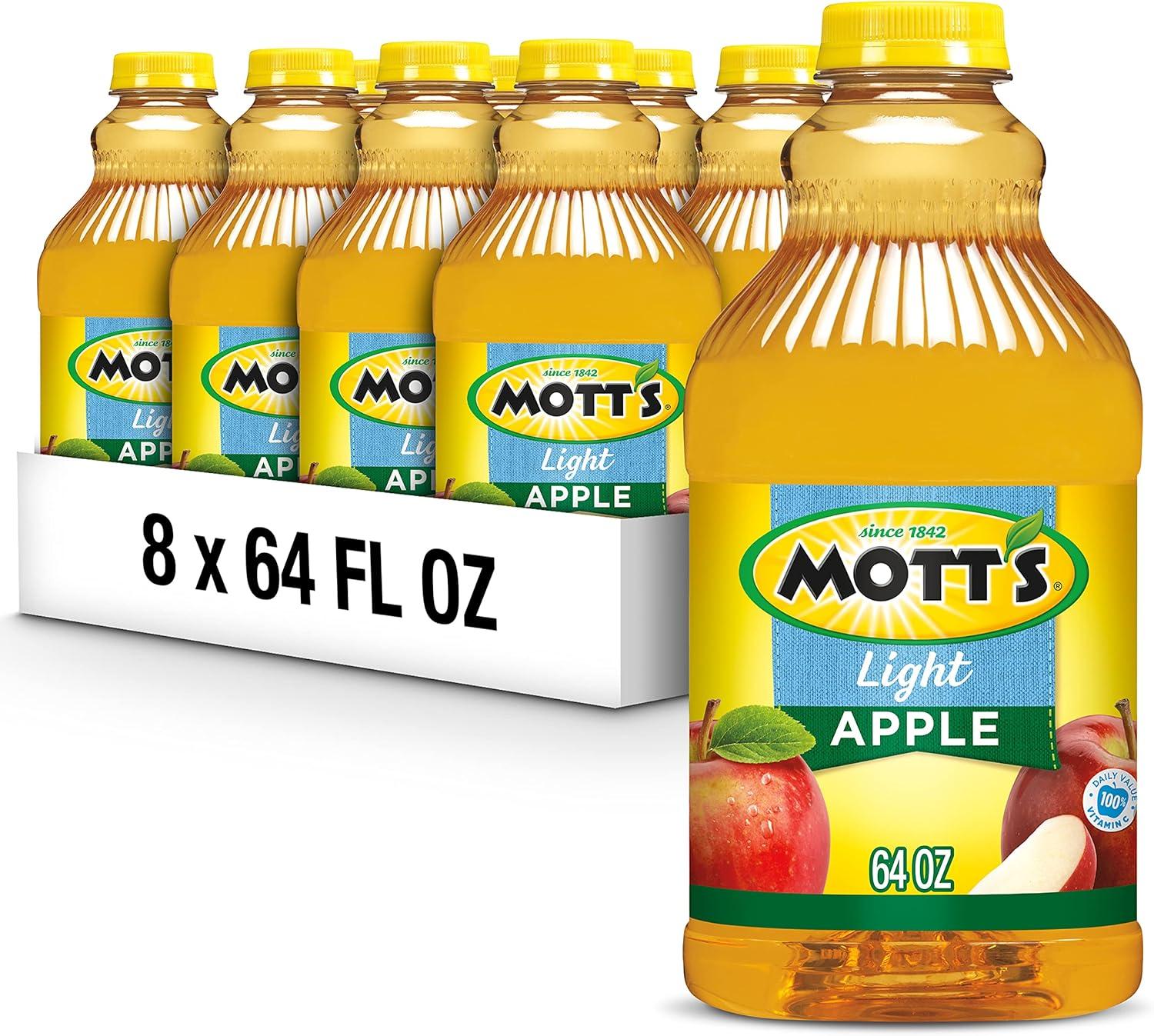 Mott's Apple Light Juice Drink, 64 Fl Oz Bottle (Pack Of 8), 42% Fruit Juice With 50% Fewer Calories Than 100% Apple Juice, Excellent Source Of Vitamin C
