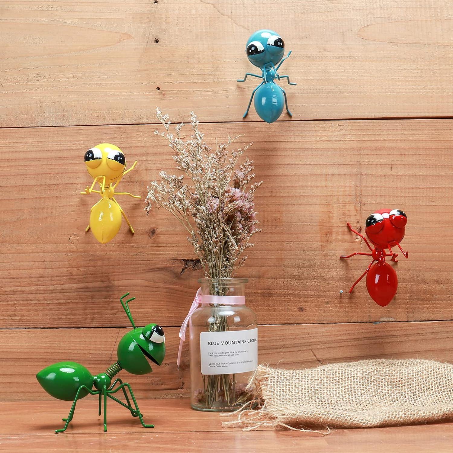 Colorful Metal Ant Outdoor Wall Sculptures Set of 4