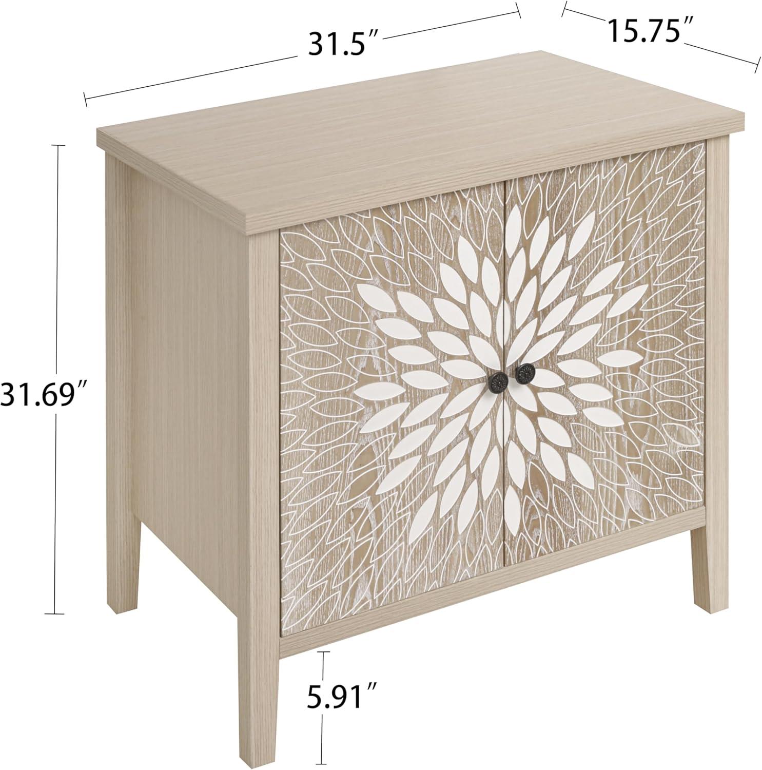 Alcott Hill® 2-door Accent Cabinet With An Adjustable Shelf And Exquisite Creative Carving