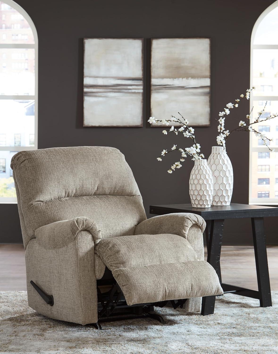 Taupe Metal Frame Ultra-Soft Upholstery Rocker Recliner