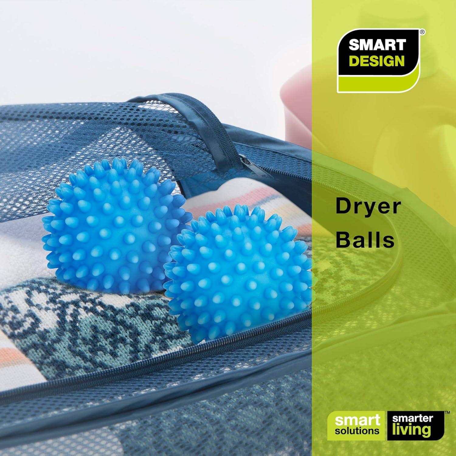 Smart Design Plastic Dryer Balls with Spikes - Set of 2 - Fabric Softener - Eliminates Wrinkles and Reduces Static - for Laundry, Clothes, Fabrics - Blue