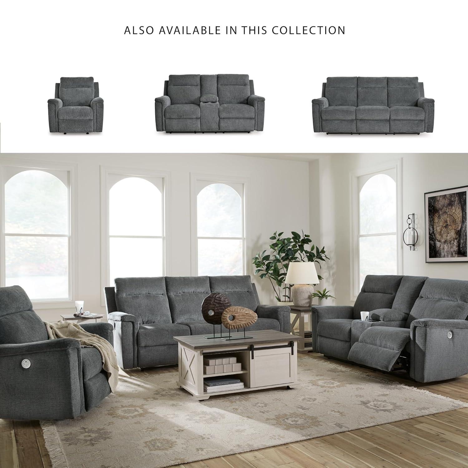 Gray Fabric Power Reclining Sectional Sofa