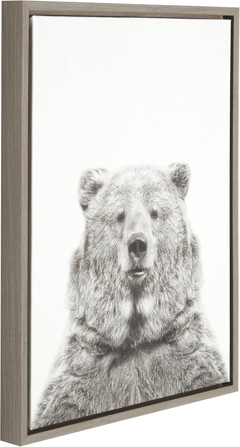 Bear Framed Kids' Canvas Art Gray (24"x18") - Uniek