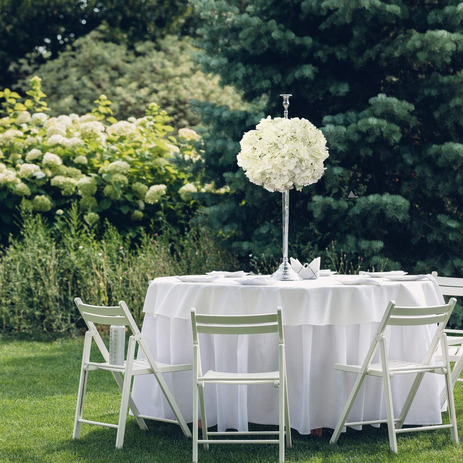 White Silk Hydrangea Artificial Flower Arrangement for Outdoor Tabletop Centerpiece