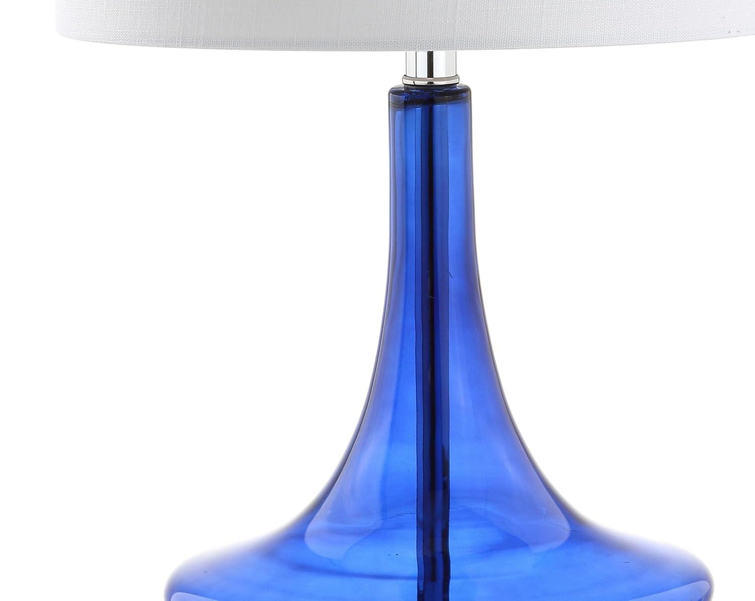 JONATHAN Y JYL1081D-SET2 Cecile 25.5" Glass Teardrop LED Table Lamp, Contemporary, Transitional for living room, dinning room, bedroom, office Bulb Included, Cobalt/Chrome (Set of 2)