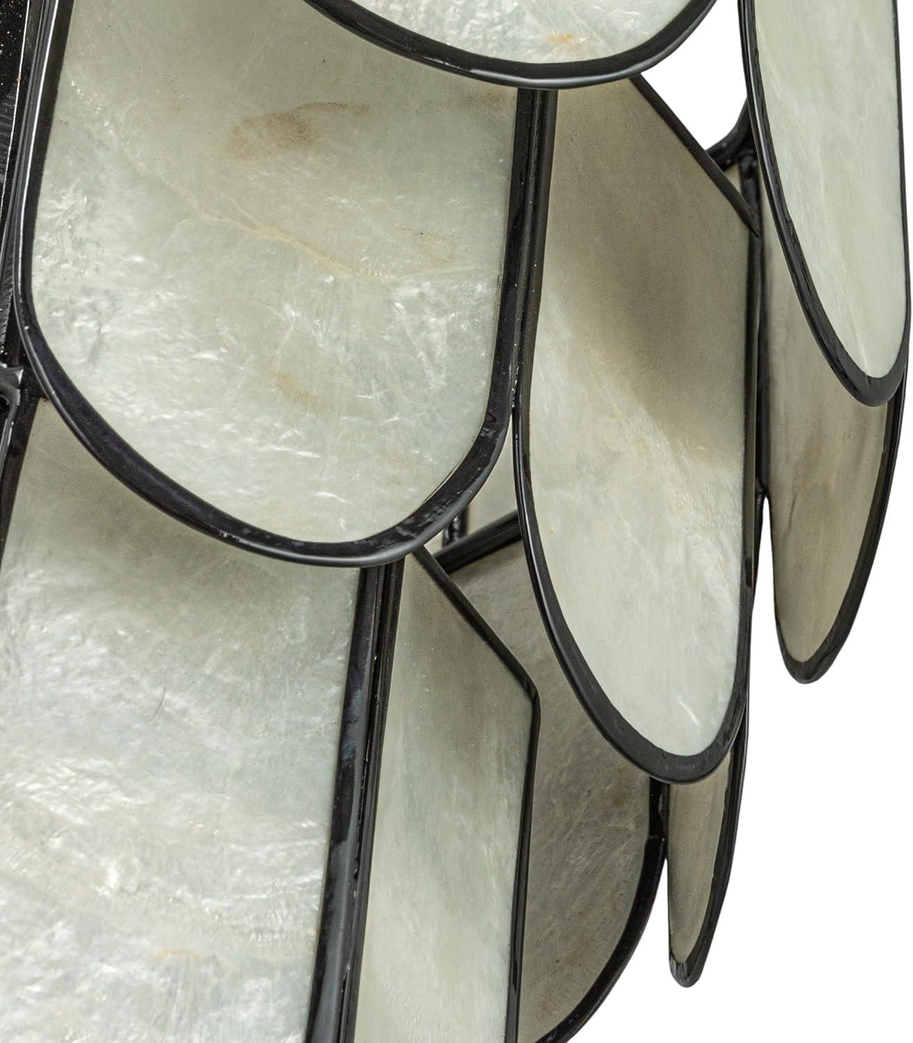 Storied Home 4-Tier Capiz and Metal Wall Sconce: ETL & UL Listed, 1-Way On Off, No Battery Required