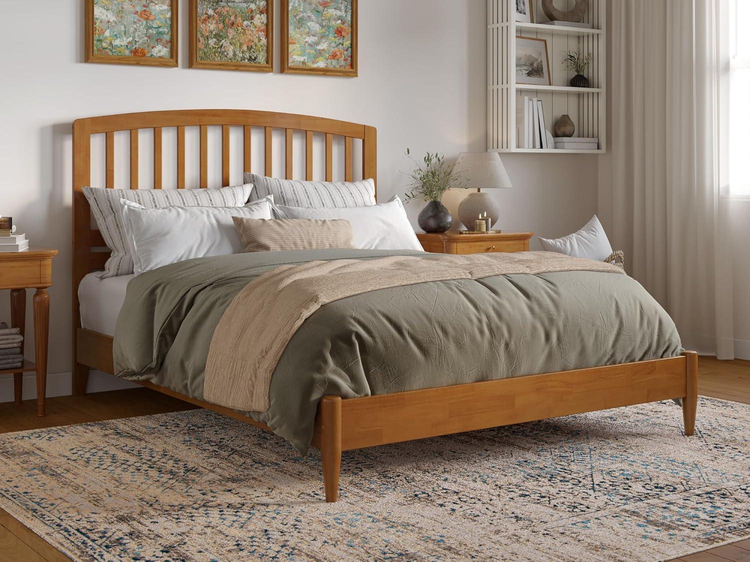 Quincy Light Toffee Queen Wood Platform Bed with Slats