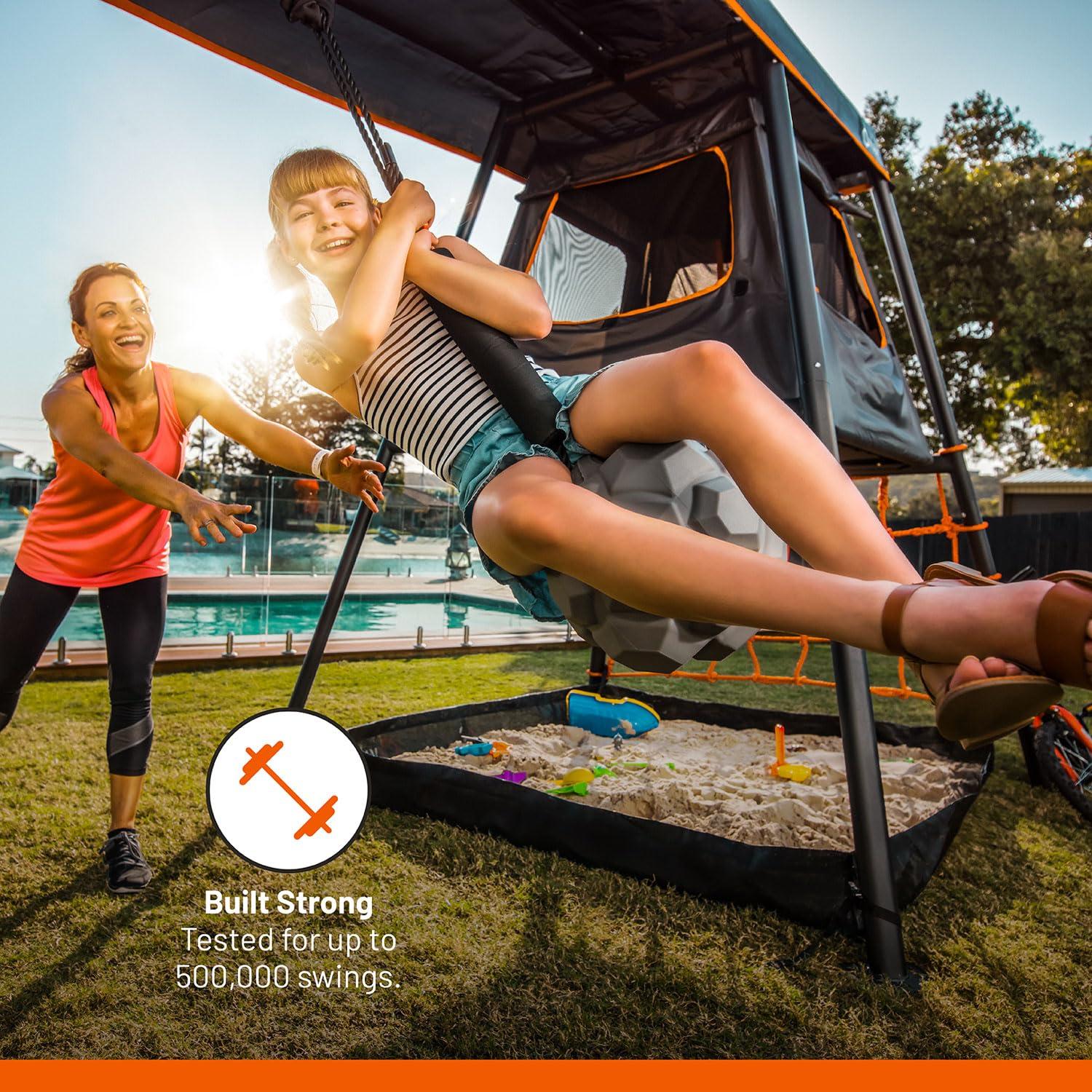 VULY 360 Pro Max C2 - 2 Bay Swing Set Backyard Metal Swing Set with Spin Swing & Seat Swing Outdoor Playground for Kids and Adults | Swings Cross Compatible with VULY Monkey Bars