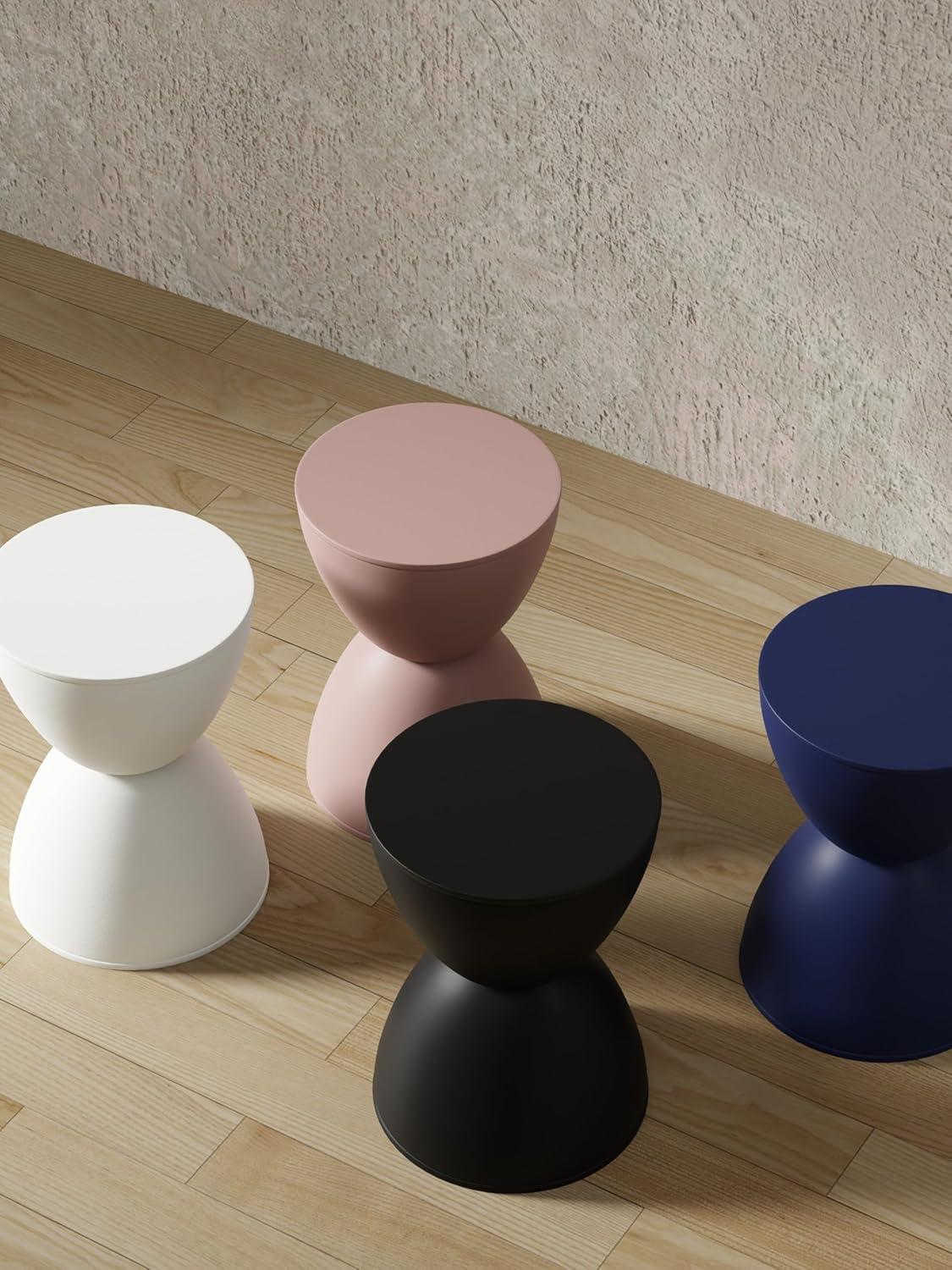 Hourglass Shaped Stool Plastic Modern Simple Nordic Style Household Round Stool for Bathroom Fitting Room White