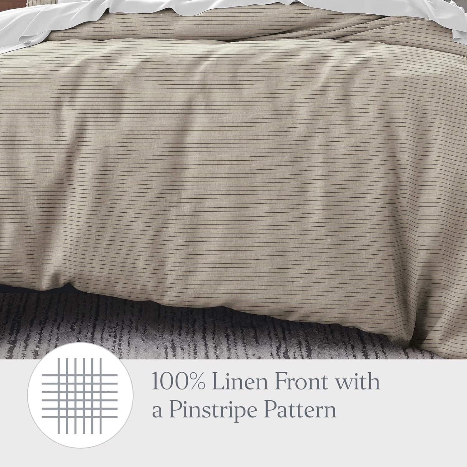 Ella Jayne Home French Linen Cotton Striped Duvet Cover 3-Piece Set