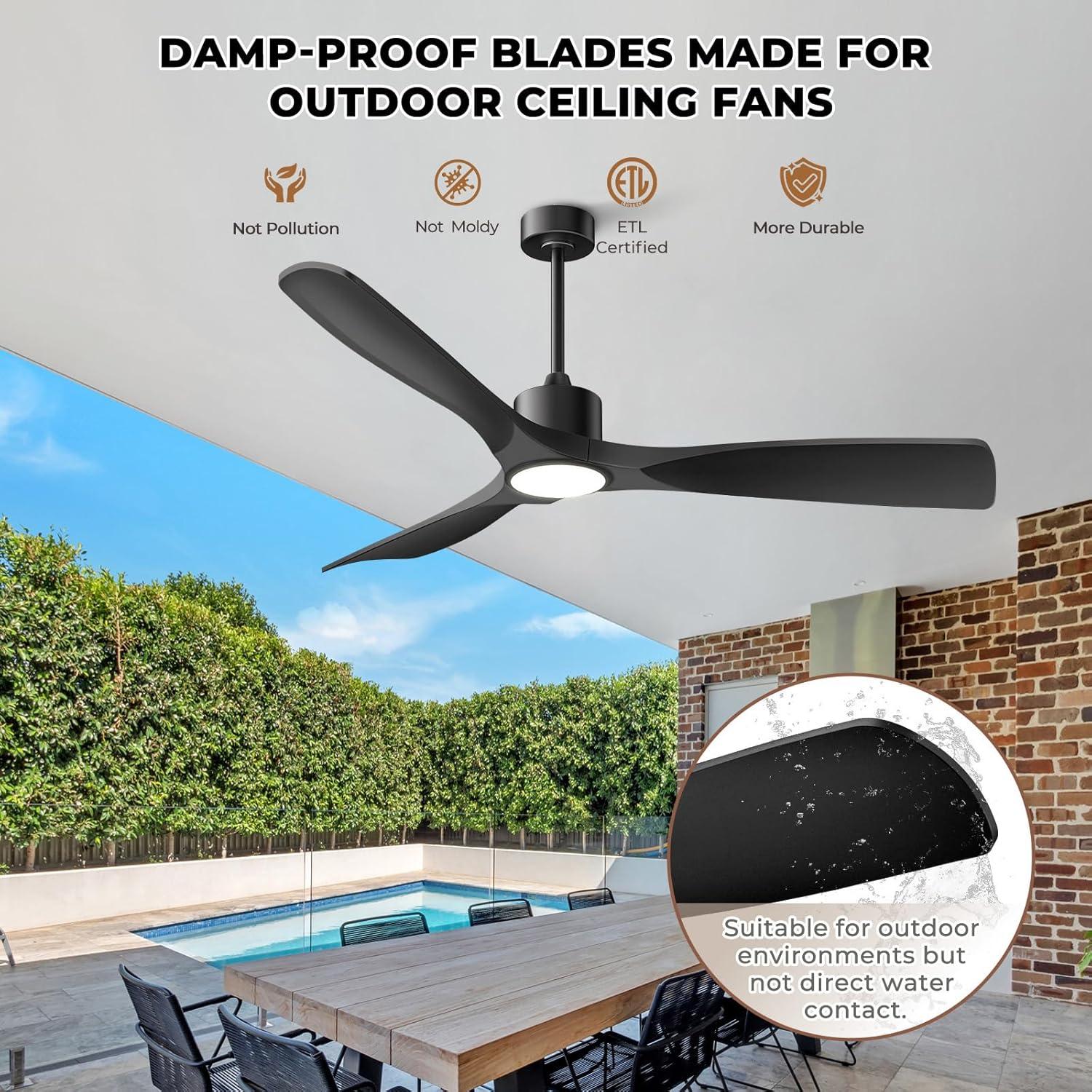 ONE Smart Modern All Season 52" Ceiling Fan with LED Light, Remote, Reversible and Compatible with Alexa/Google 6 Speeds and Light Kit included