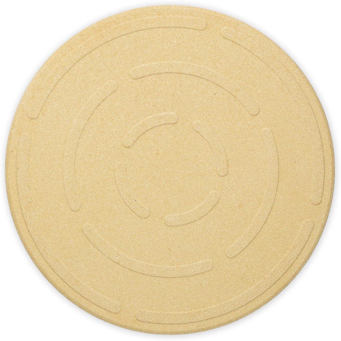 Navaris XL Pizza Stone for Baking - Cordierite Pizza Stone Plate for BBQ Grill Oven - Cook Serve Pizza, Bread - Incl. Recipe Book - Round, 12" x 0.6"