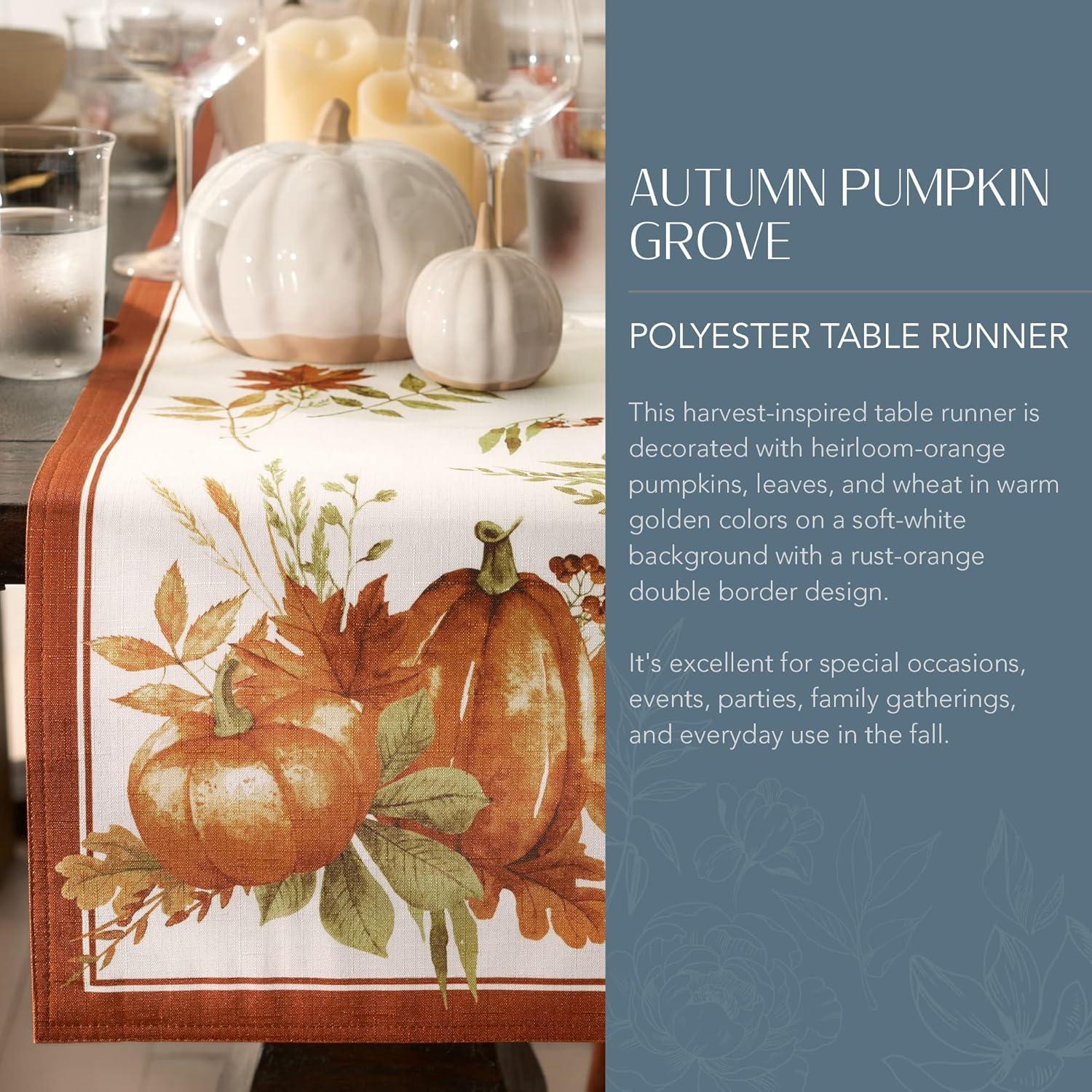 Autumn Pumpkin Grove Fall Table Runner - Orange/Rust - 13x70 - Elrene Home Fashions