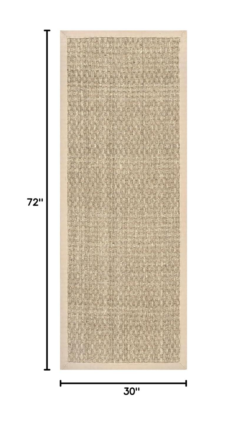 Nuloom Hesse Checker Weave Seagrass Kitchen Runner Indoor Area Rug - Hallway, Entryway, 2' 6" x 6', Natural