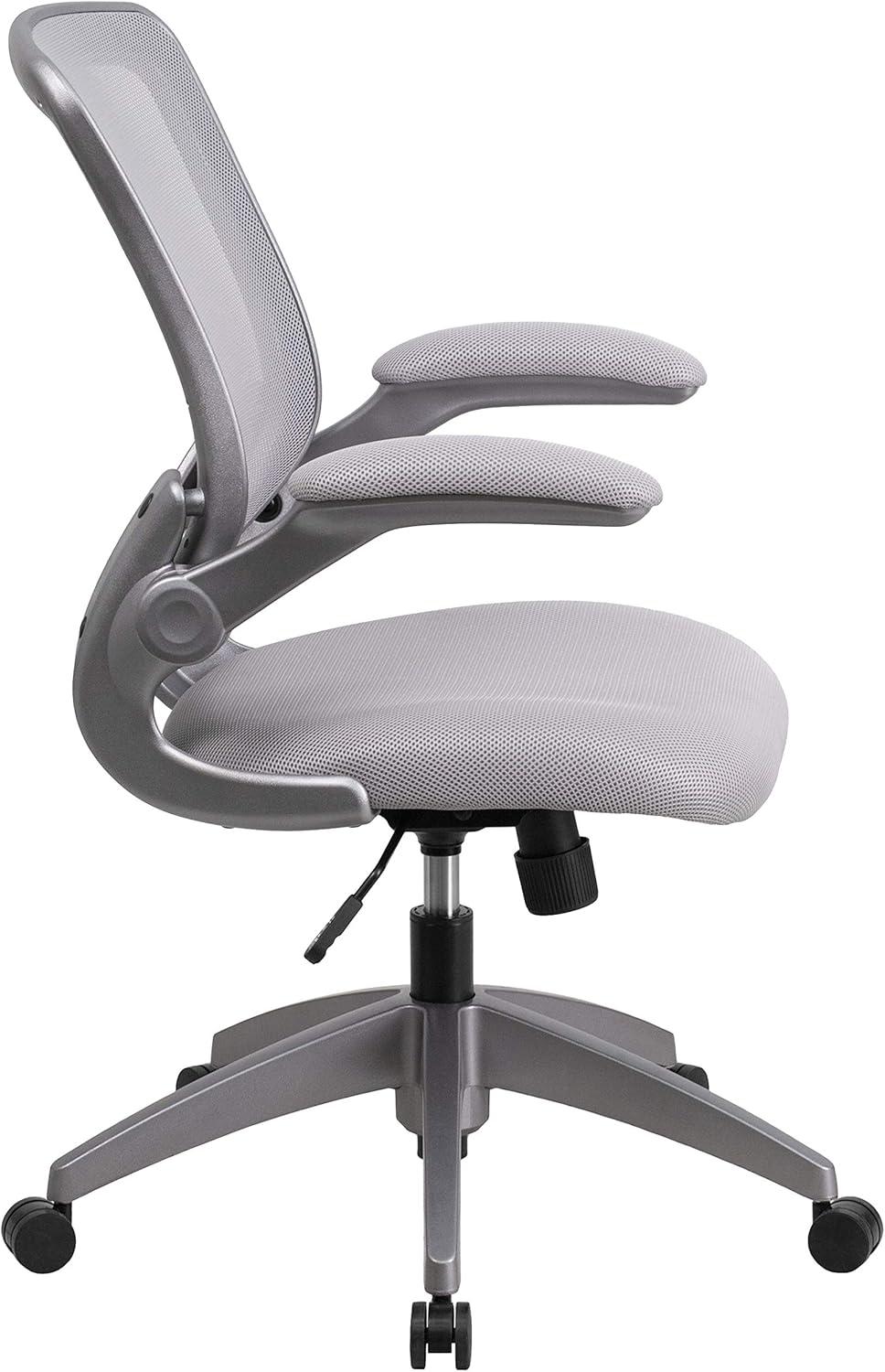 Ergonomic Mid-Back Gray Mesh Executive Swivel Office Chair with Adjustable Arms