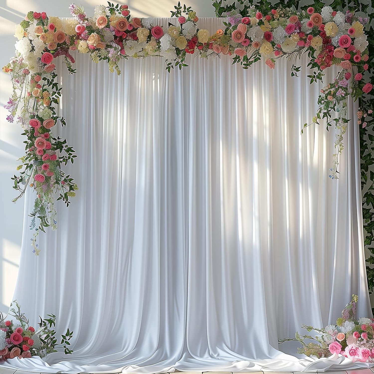 10x10ft White Backdrop Curtain for Parties Wrinkle Free Wedding Baby Curtain Backdrops for Birthday Party