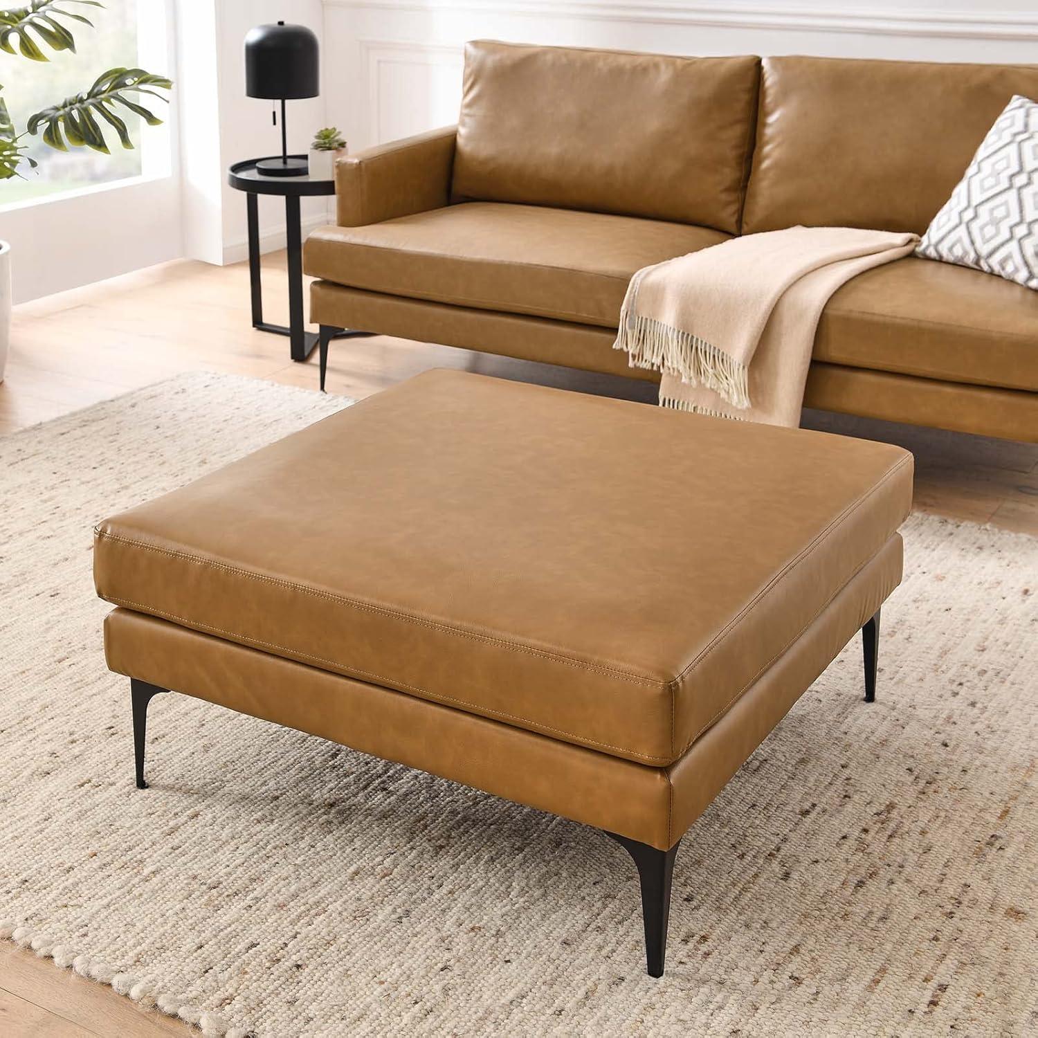 Modway Evermore Vegan Leather Ottoman in Tan