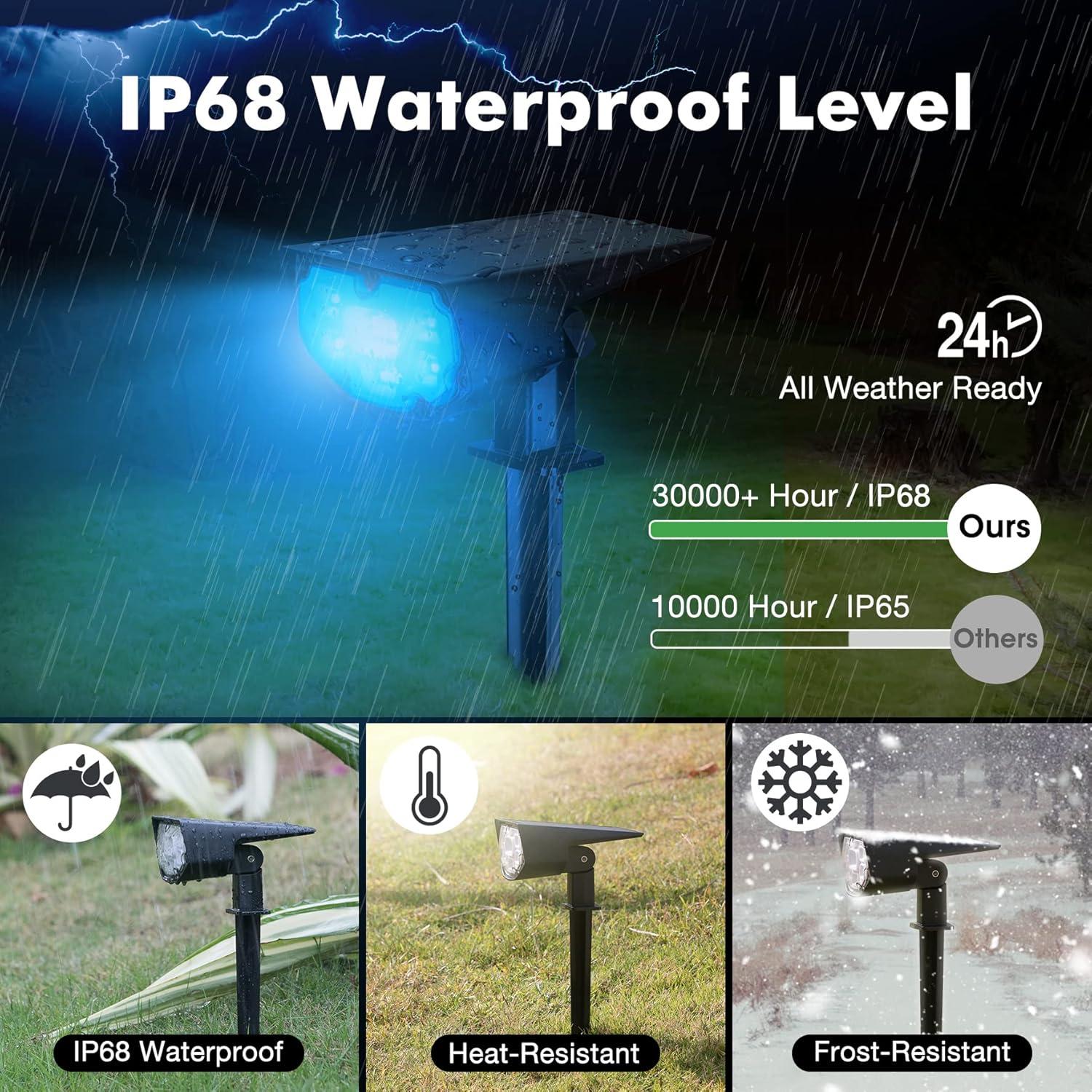 Solar Outdoor Lights - Waterproof, Multicolor, 13 Modes, 2-in-1 - 2 Pack