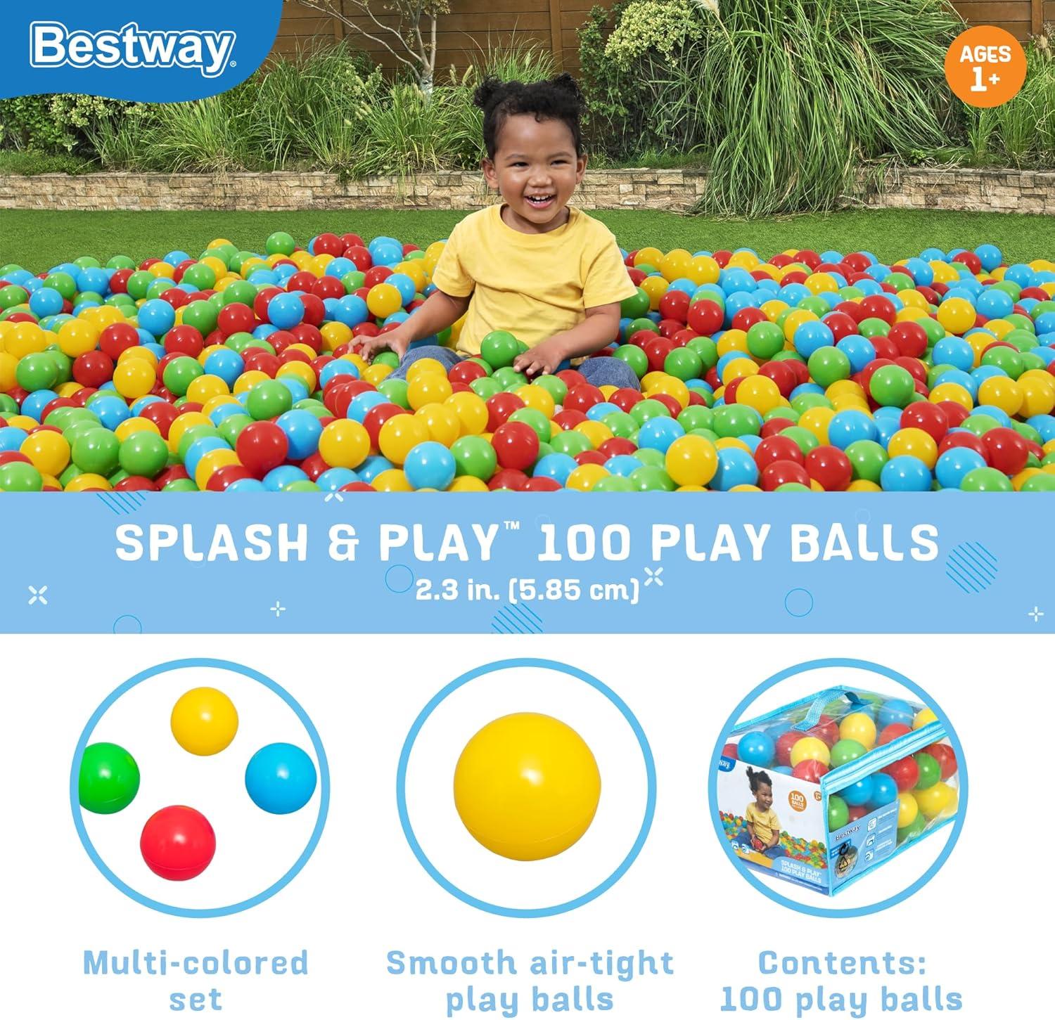 Bestway Splash & Play – 100 Bright Color Toy Balls for Pits, Pools & Games
