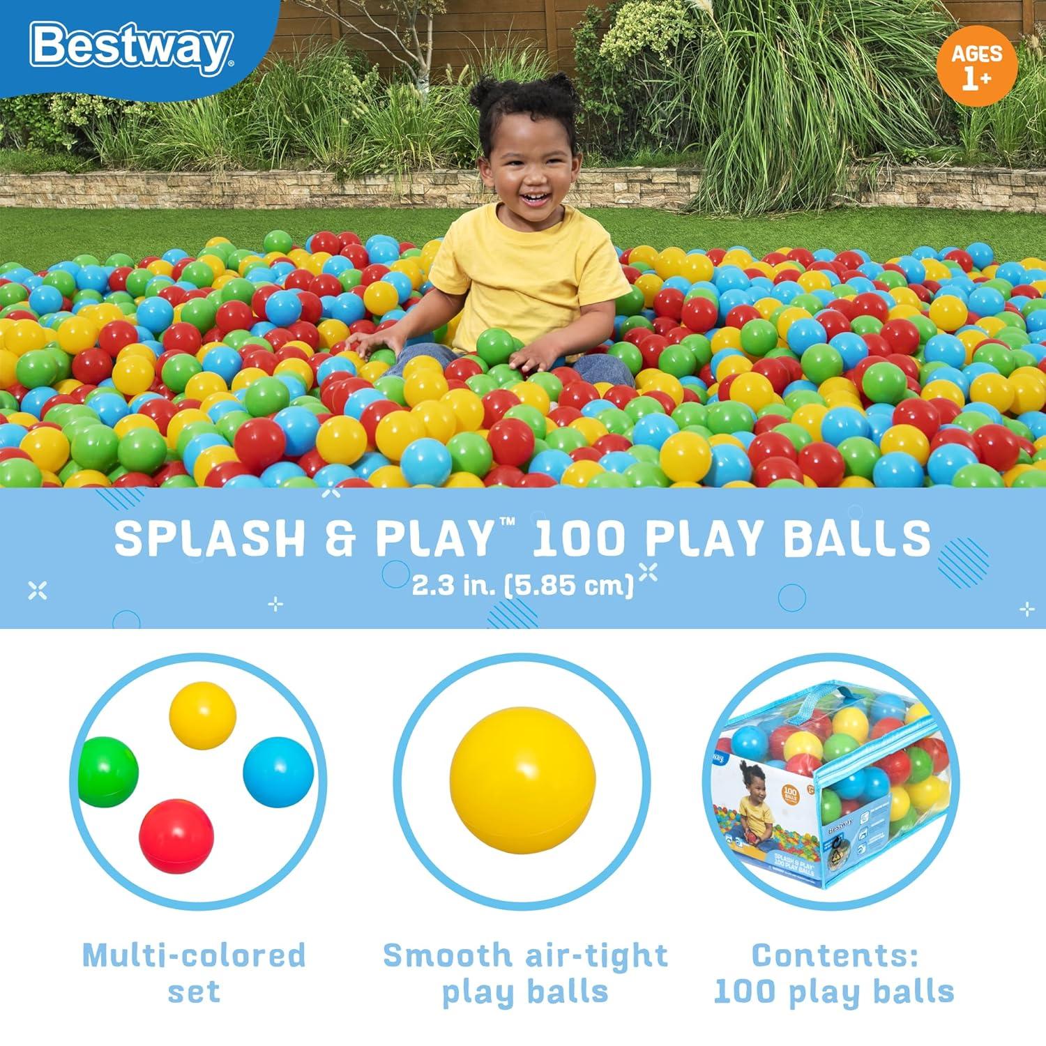 Bestway Splash & Play – 100 Bright Color Toy Balls for Pits, Pools & Games