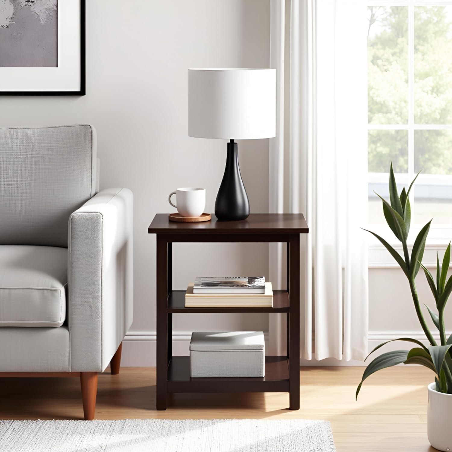 2-shelf End Table Wood Espresso - Alaterre Furniture