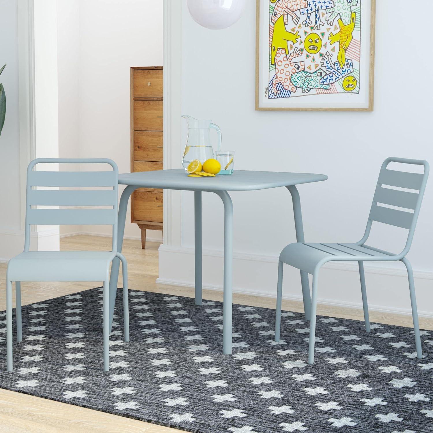 June Powder Coated Steel Outdoor Stacking Dining Side Chair