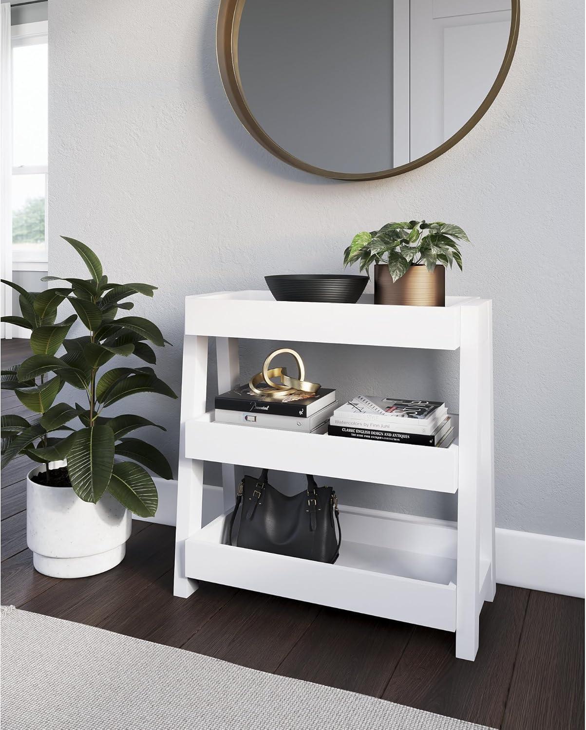 Accent Table with 3 Tier Tray Design Shelves White - Saltoro Sherpi