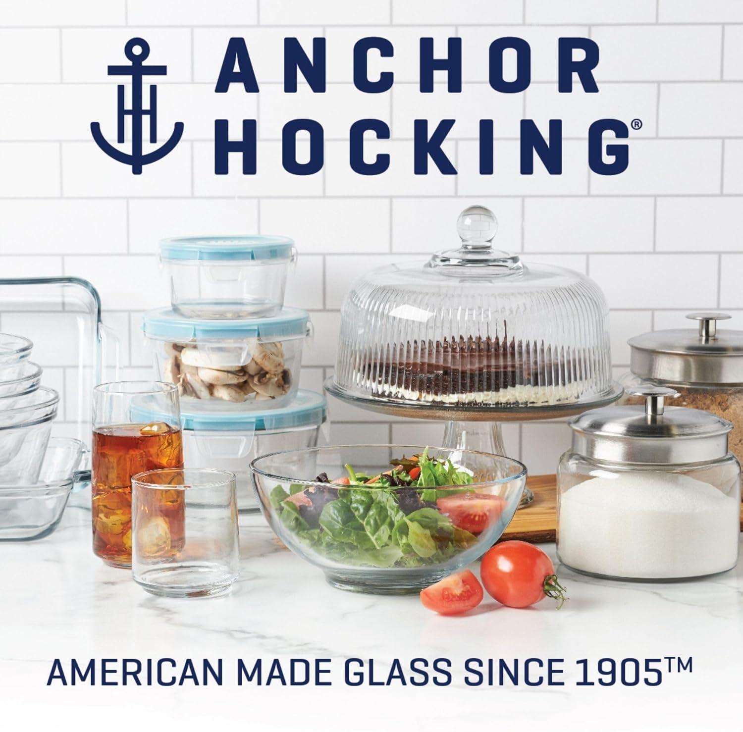 Anchor Hocking Glass Mixing Batter Bowl with Lid 2 Quart