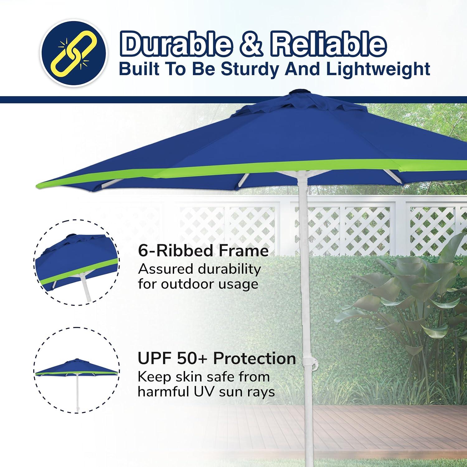 7ft All-In-One Beach Umbrella with UV Protection