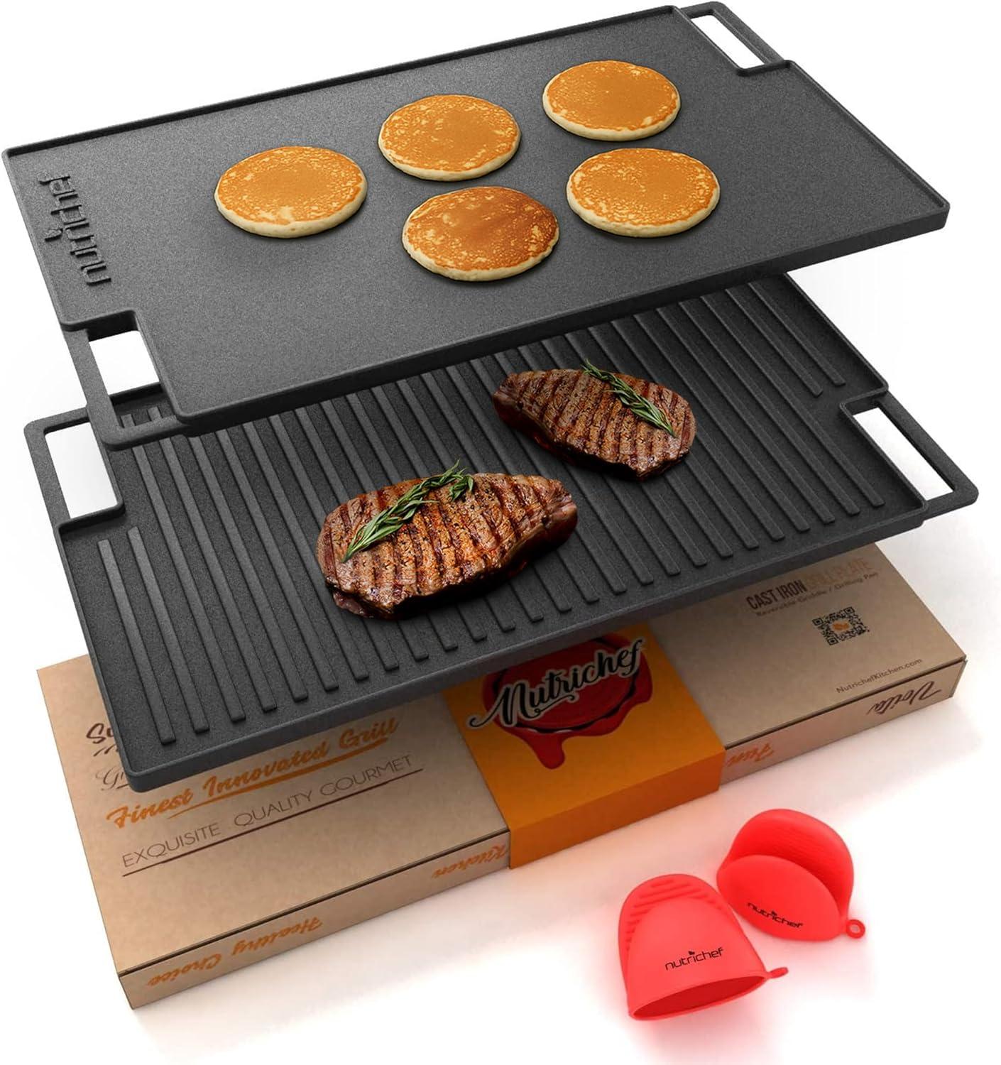 NutriChef 10'' Non-Stick Cast Iron Griddle