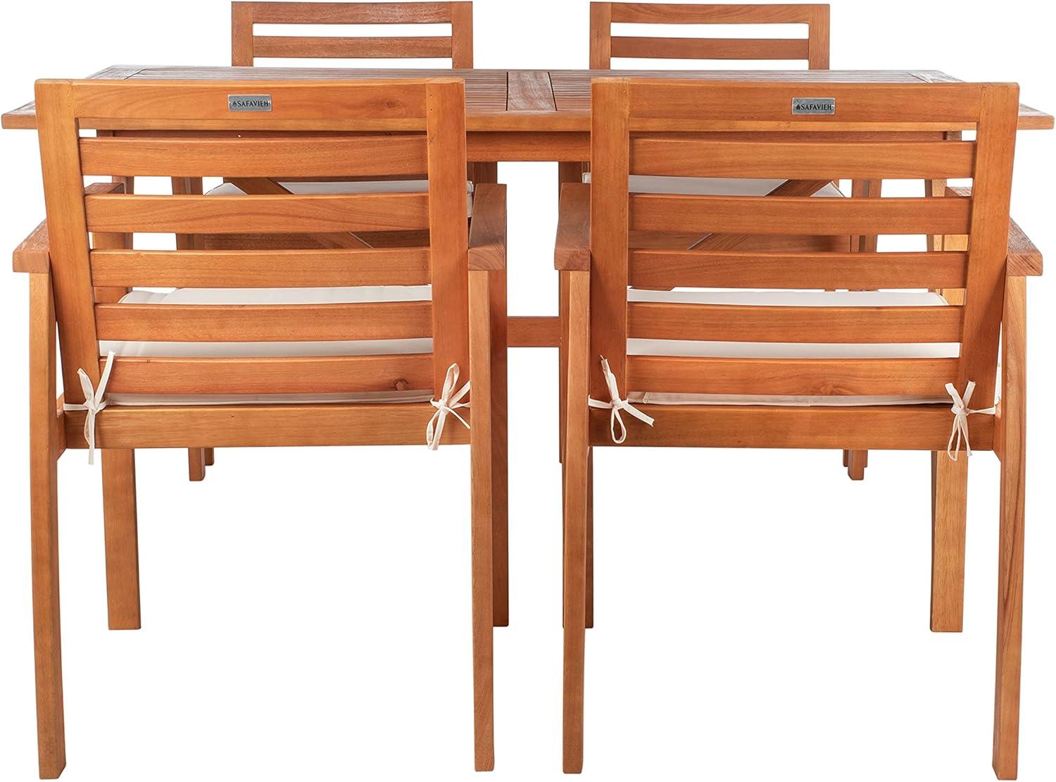 Natural Eucalyptus 4-Person Rectangular Outdoor Dining Set