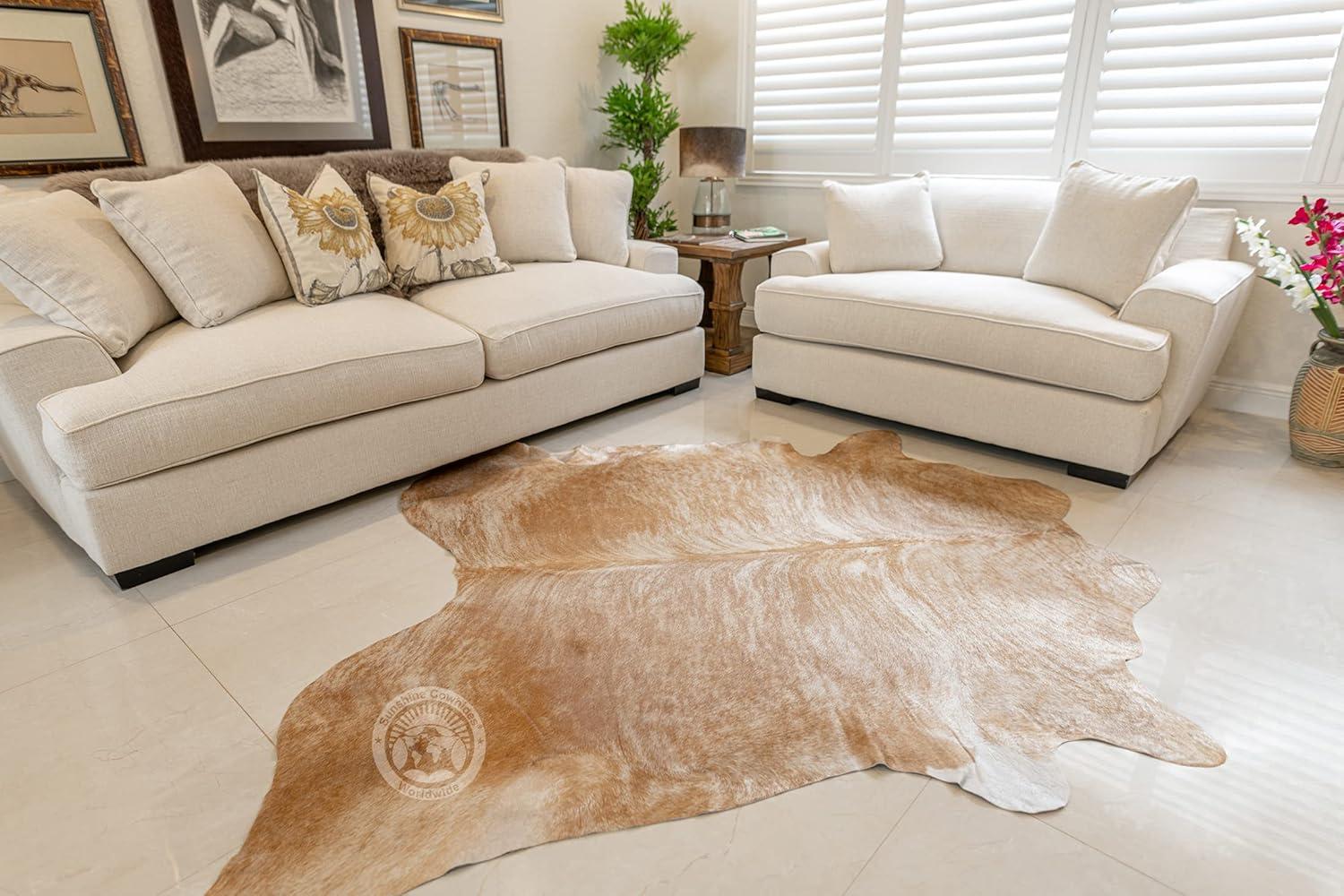 Palomino White and Beige Cowhide Rug 6ft x 8 ft 180cm x 240 cm