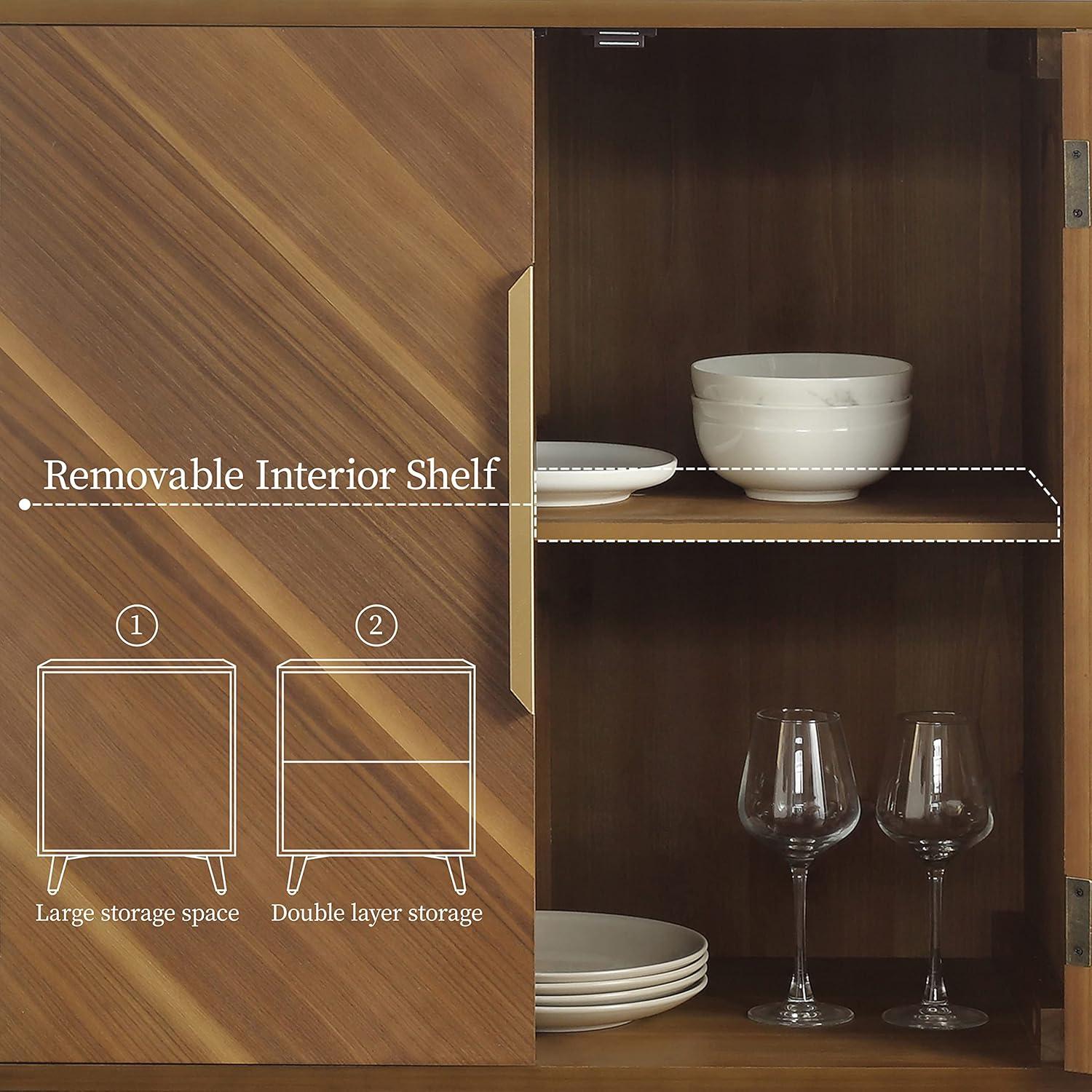 Art Leon 2-Door Console Cabinet Rustic Kitchen Table Wood Frame Sideboard, Brown