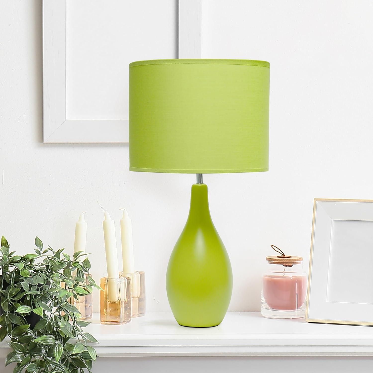 Simple Designs 18.11" Traditional Oblong Ceramic Table Lamp - Green